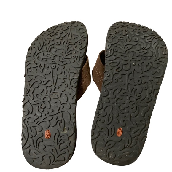 Teva brown leather flip flops sandals thong strap slip on shoes men's size 8 - Picture 5 of 6